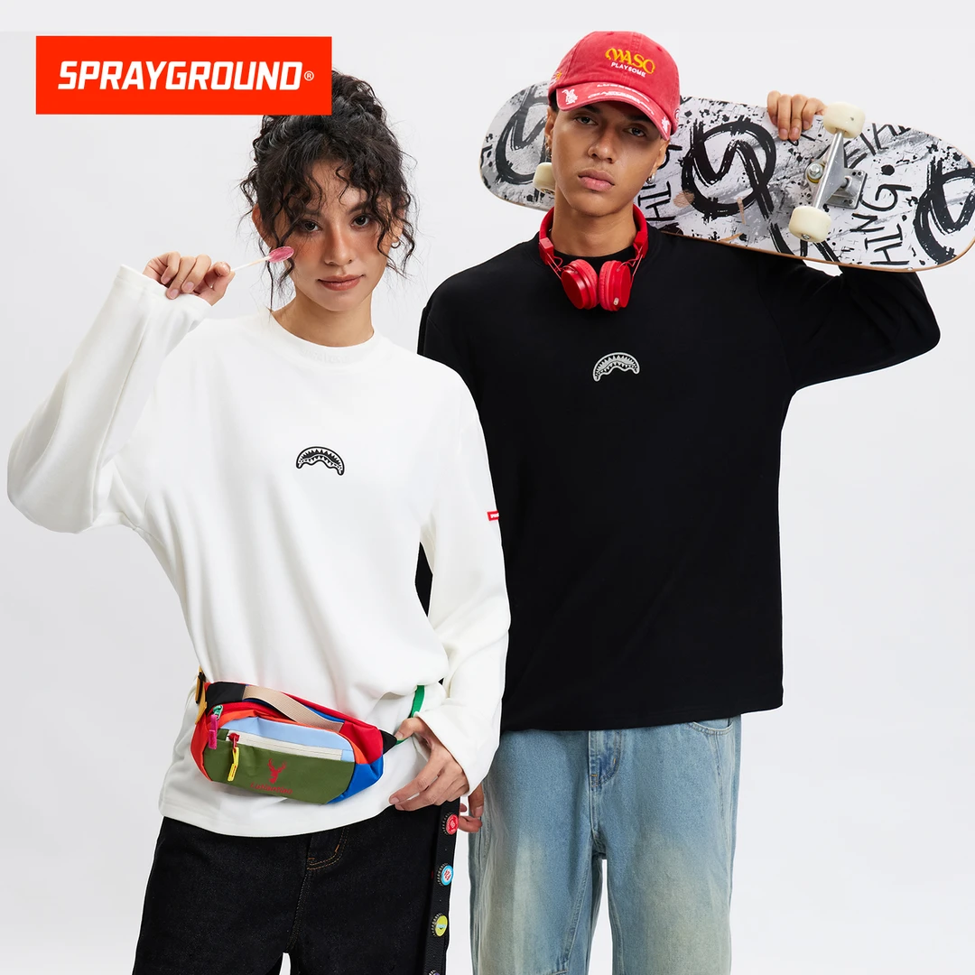 SPRAYGROUND鲨鱼嘴长袖T恤潮流百搭美式休闲简约基础GC WE140305