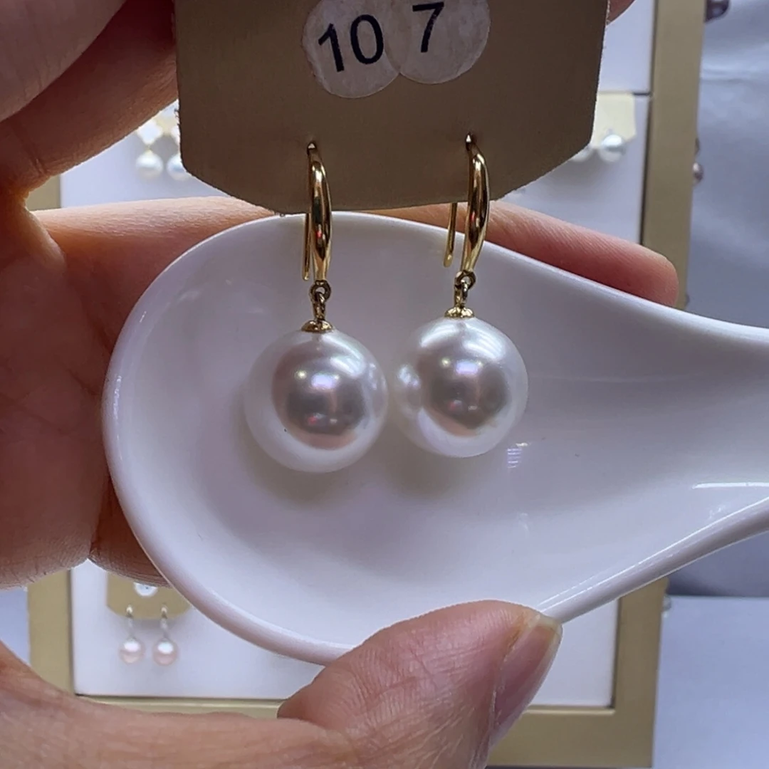 淡水珍珠银S925镶嵌耳饰