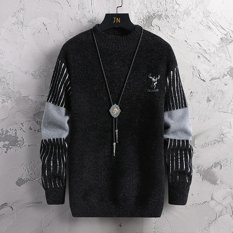 水貂绒毛衣男新款秋冬舒适百搭保暖内搭打底衫青年帅气上衣潮