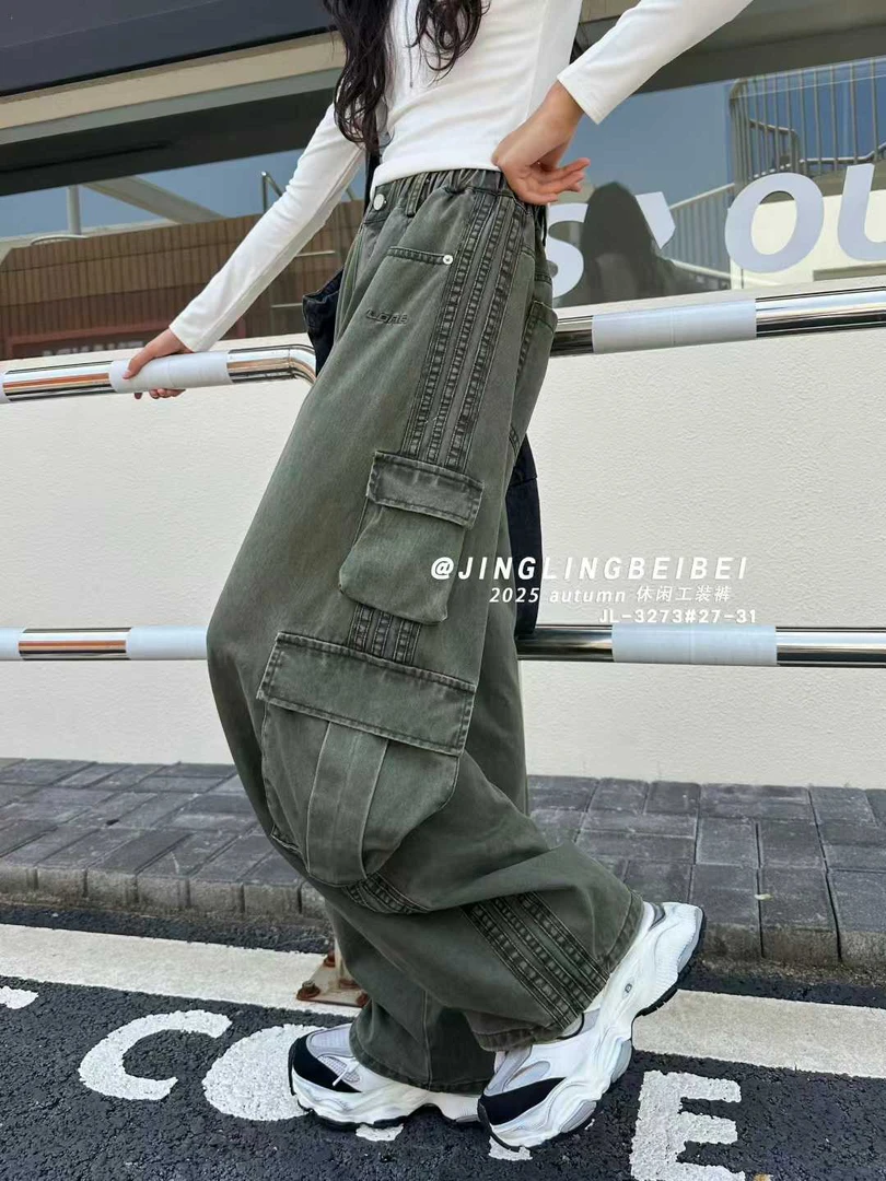 2025秋季新款复古百搭休闲女童中大童韩版直筒高腰裤子编码链接