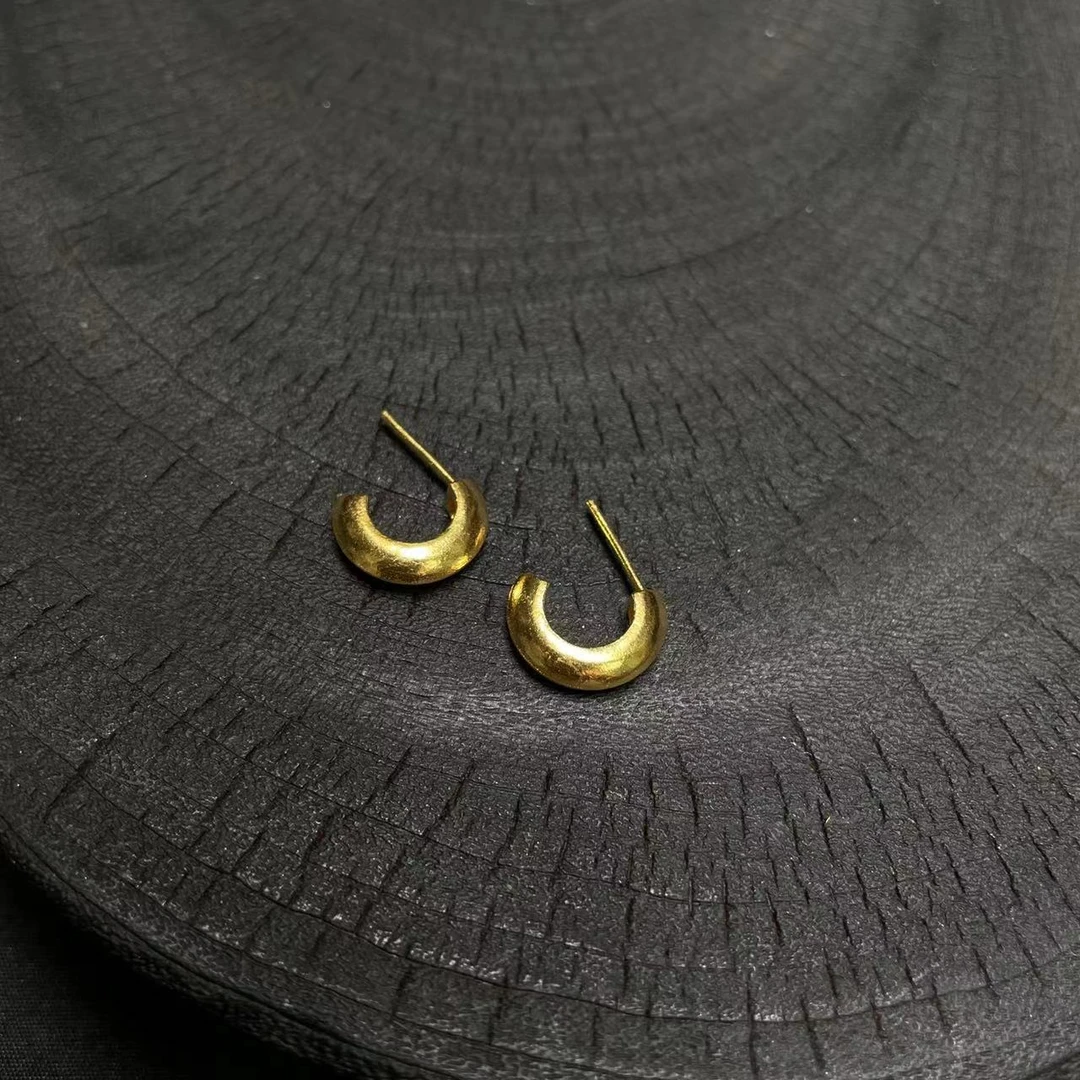 禾乐足金极简主义耳环 G0