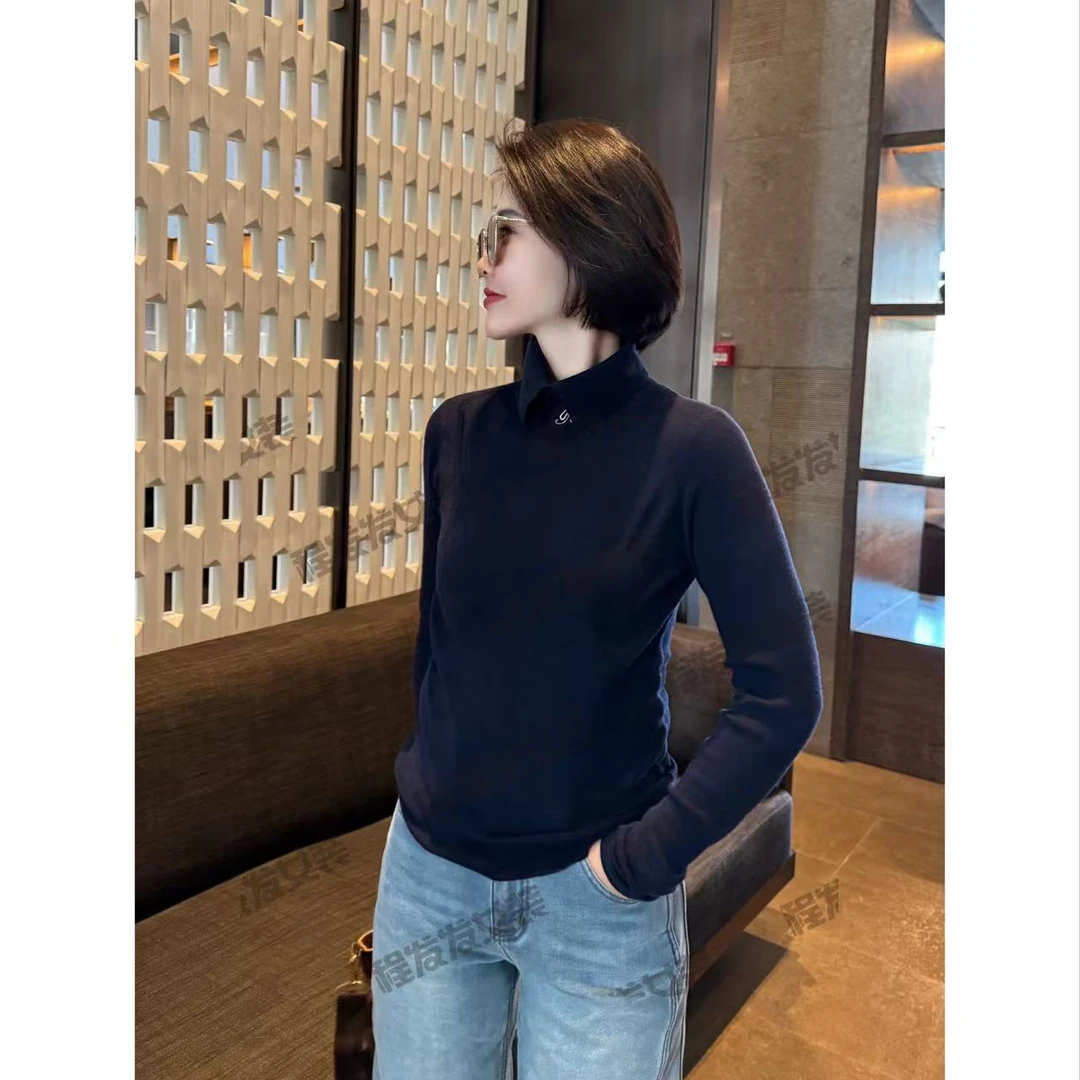 【程发发】（尘圆）新款刺绣翻领气质羊毛衫F1773