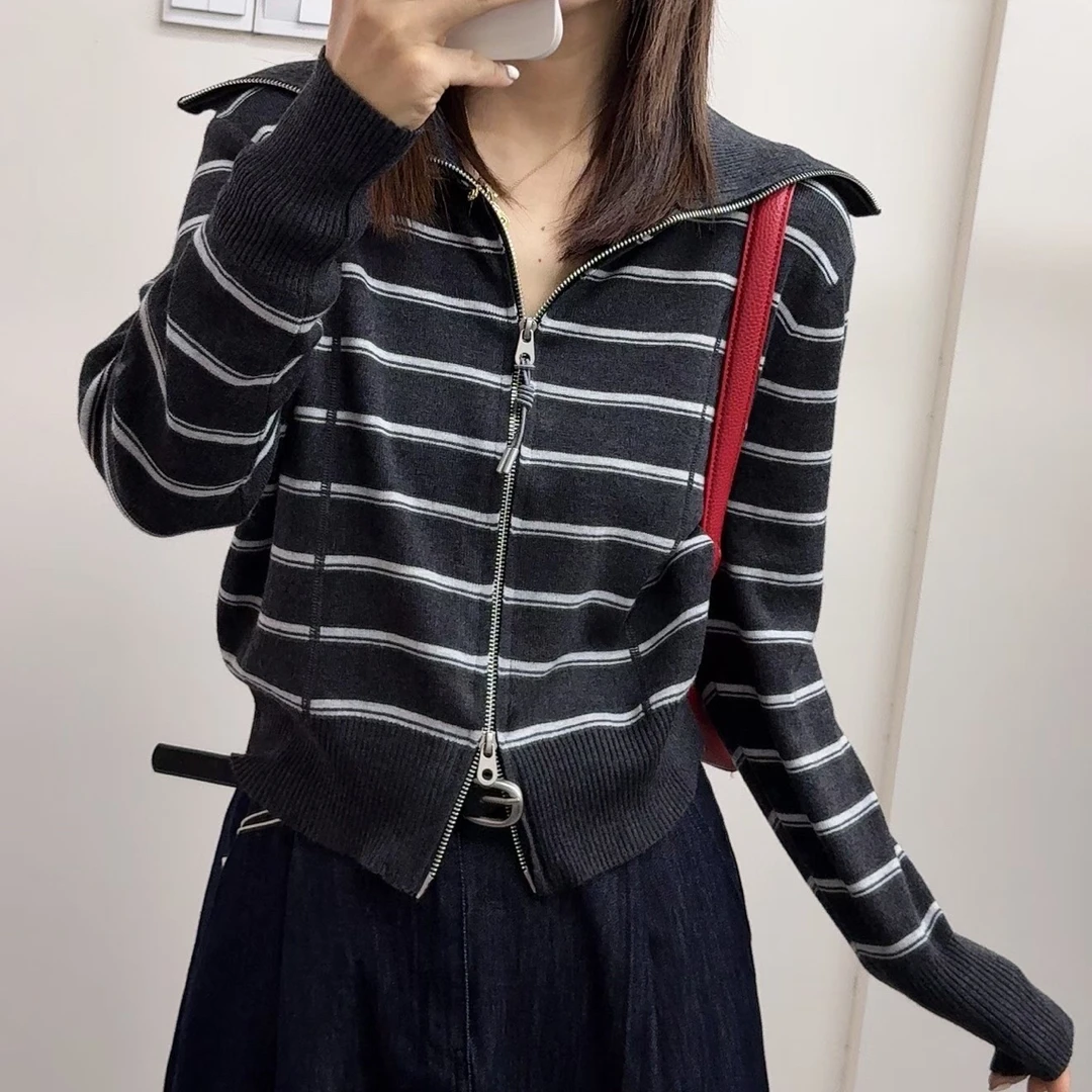 【Hi 妞】大翻领针织开衫