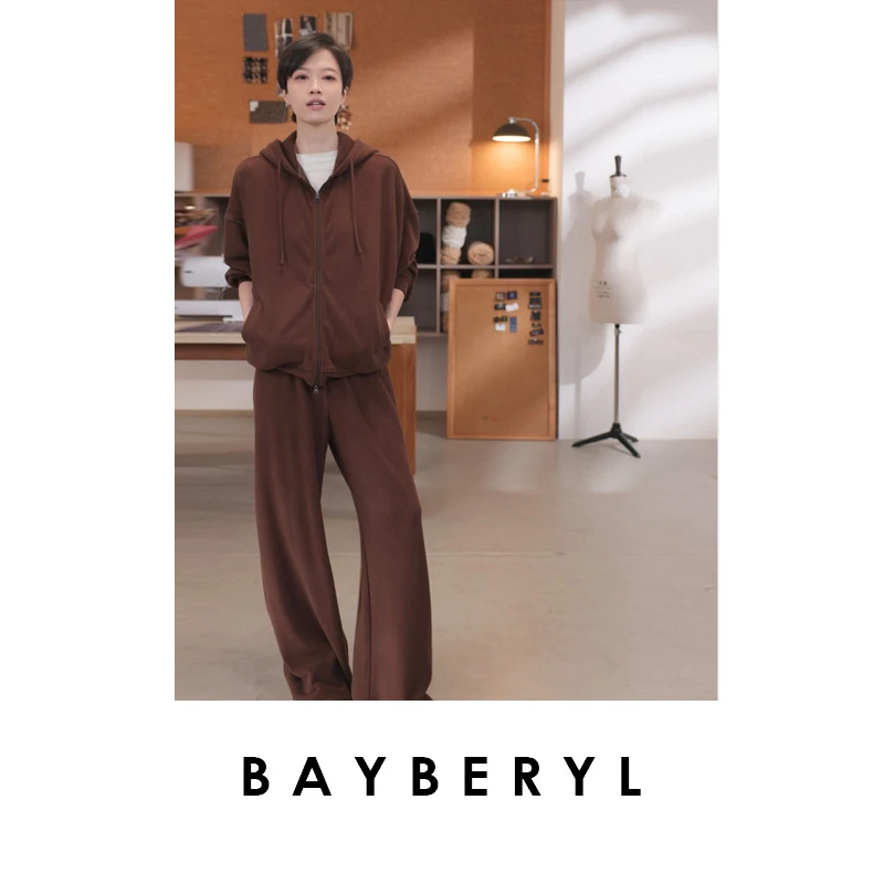 BAYBERYL老贝Fitcheck*套舒适松弛松紧裤连帽卫衣NT5K1405-12/12