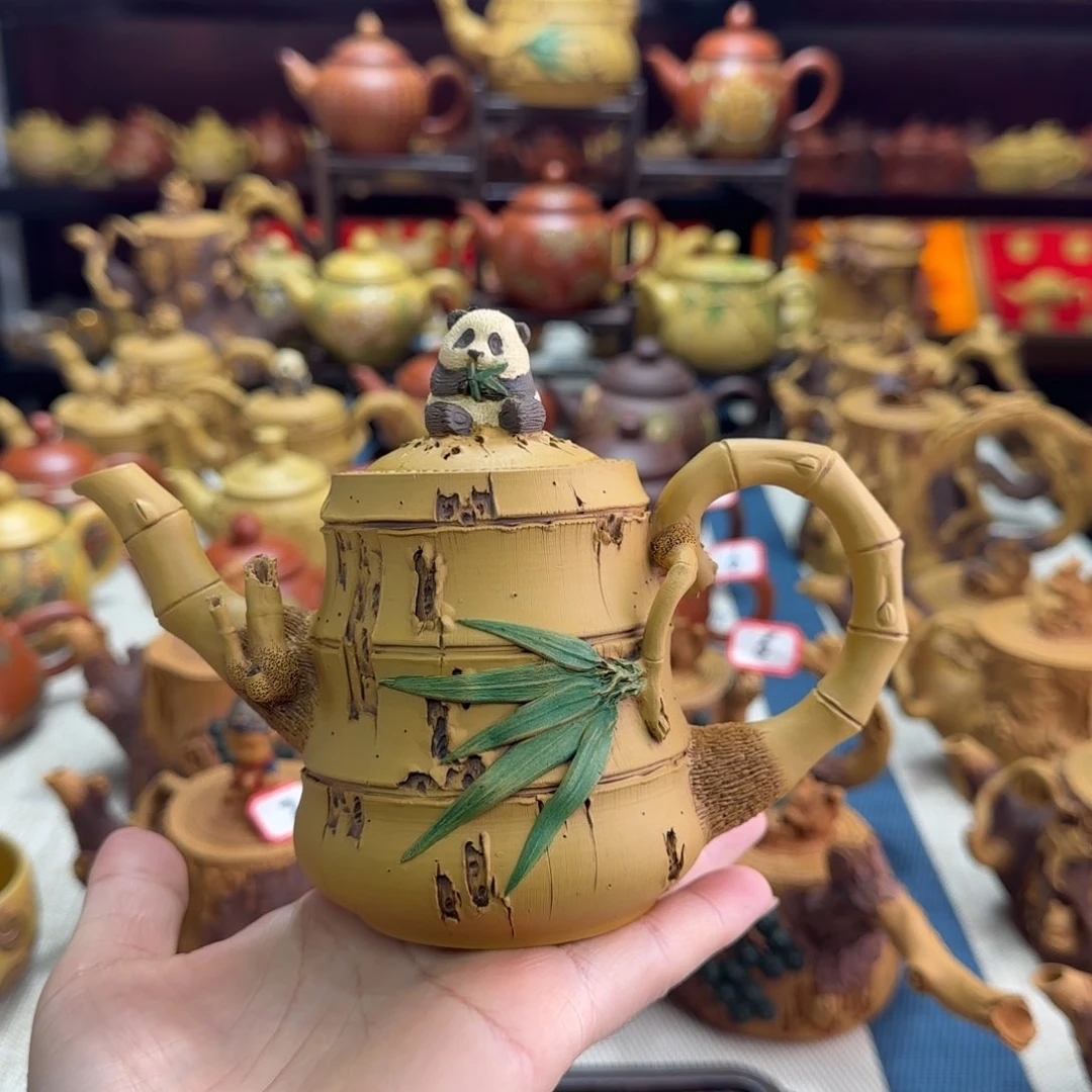 茶壶段泥竹节熊猫