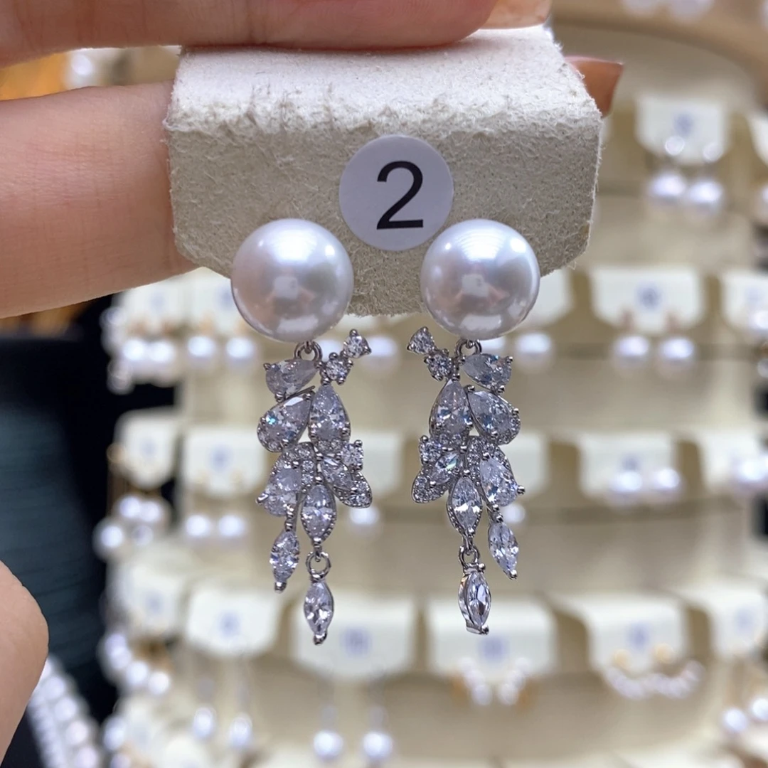 银S925镶嵌淡水珍珠耳饰