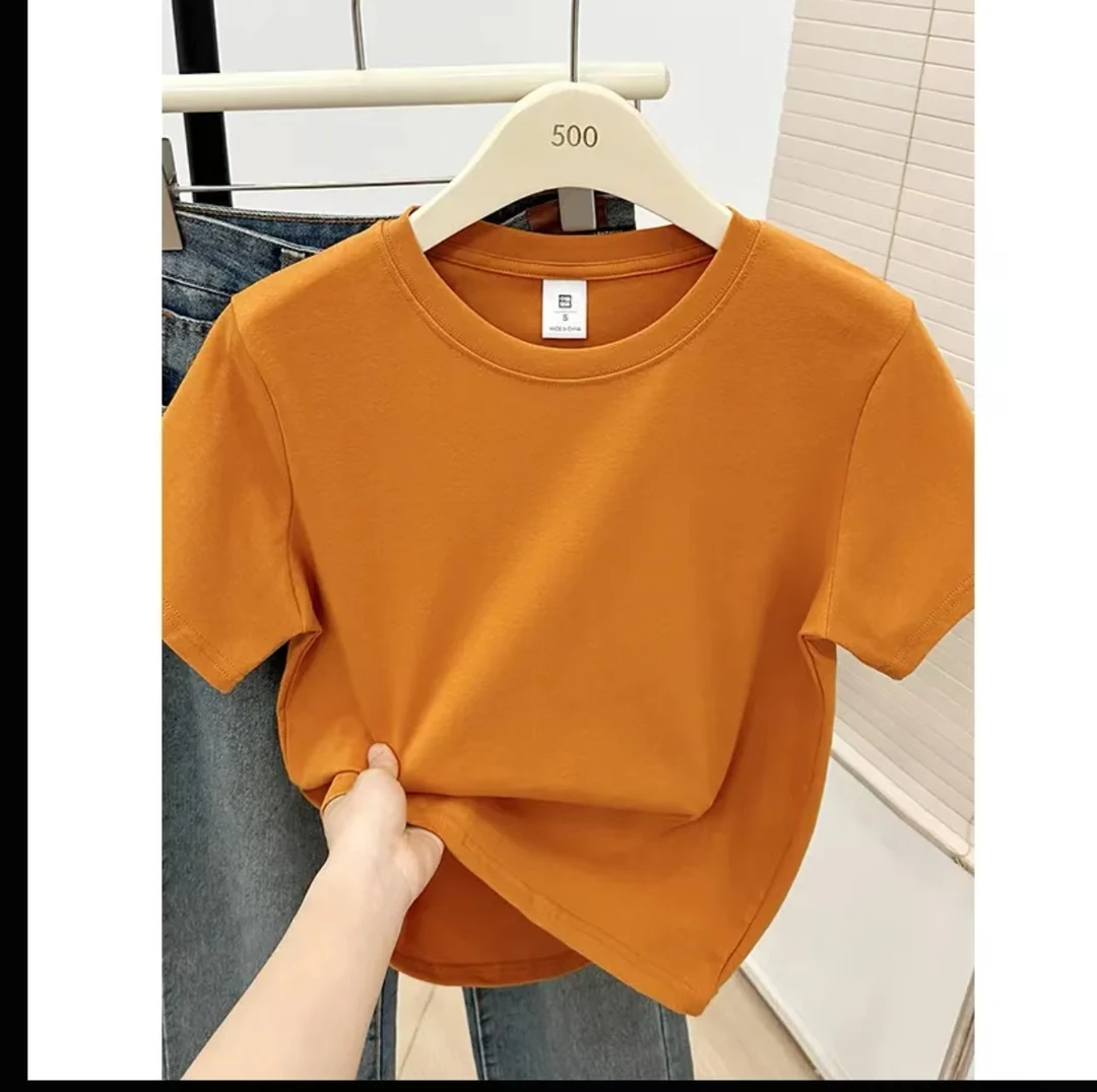 基础款正肩百搭短袖T恤女夏2024新款气质显瘦小众圆领上衣服