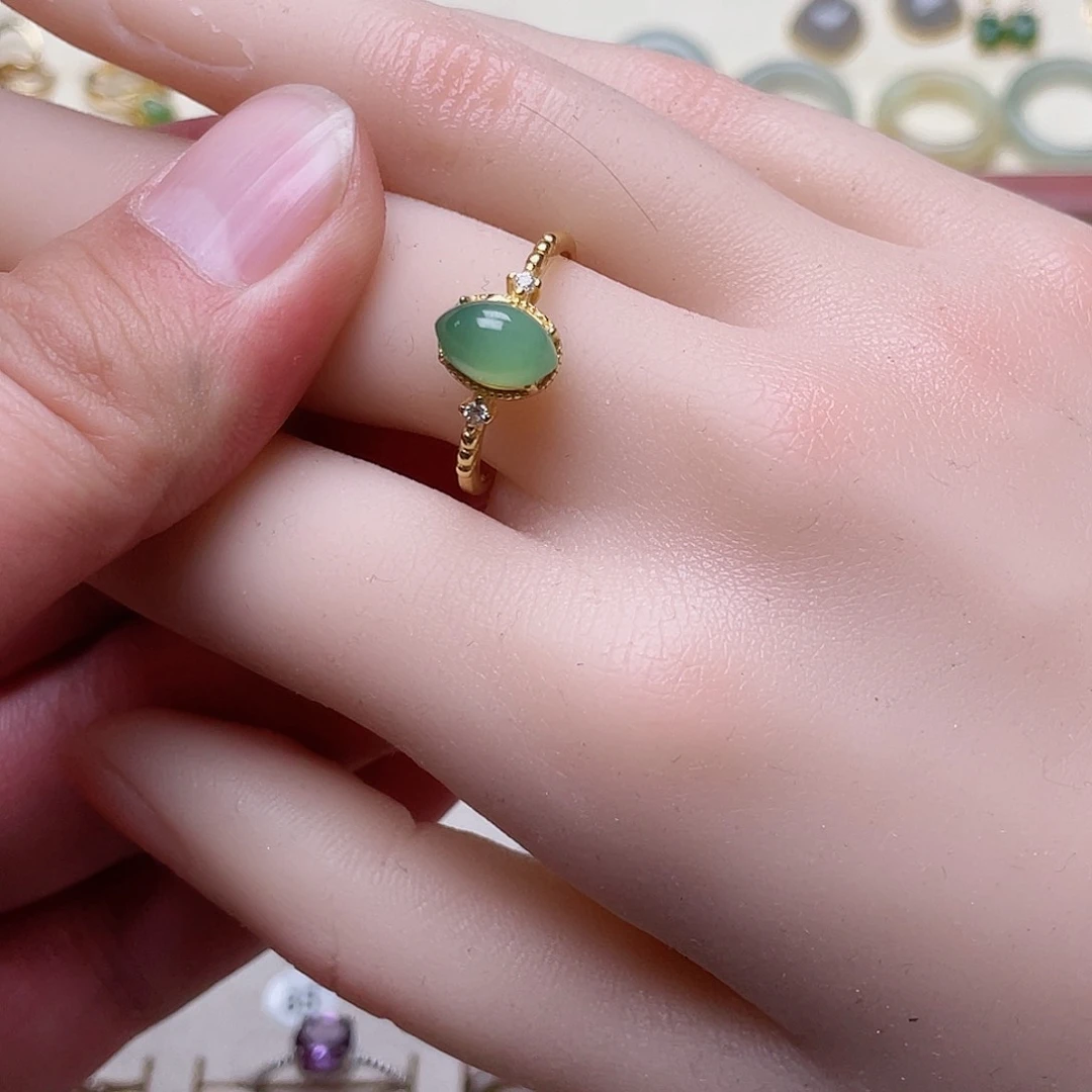 和田玉戒指银S925镶嵌