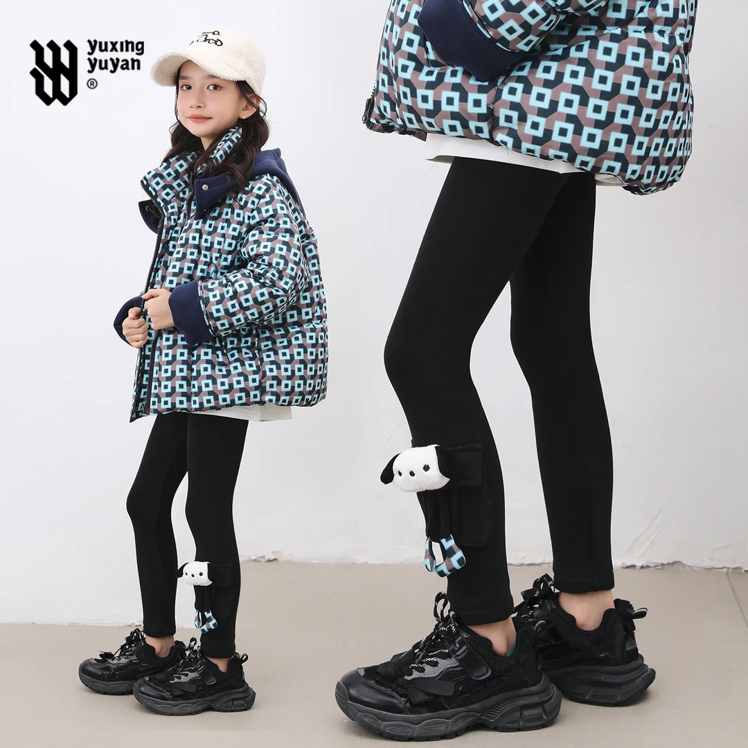 雨星雨嫣女童加绒打底裤秋冬款2025新款女大童冬季加厚裤子