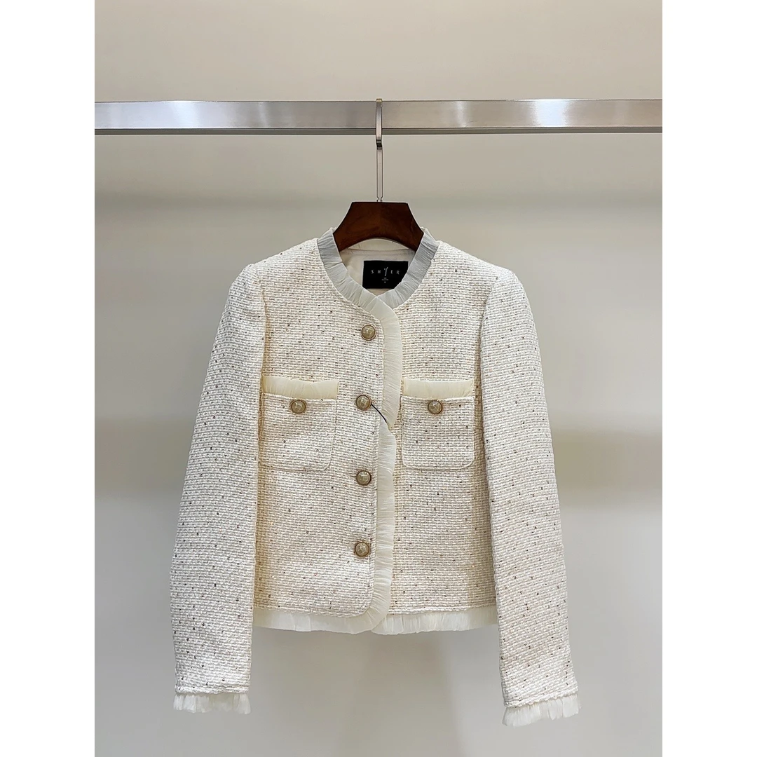 轻奢小香风外套绵羊毛外套—杏色—9246