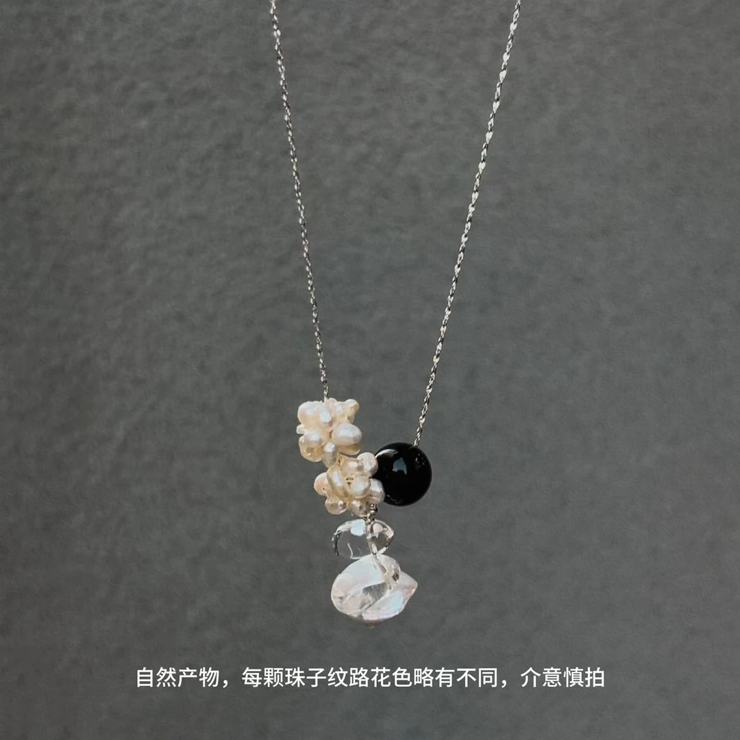 吊坠925银 JIUJIU【杜维埃夏日】手工气质白色轻奢小众简约坠链0519