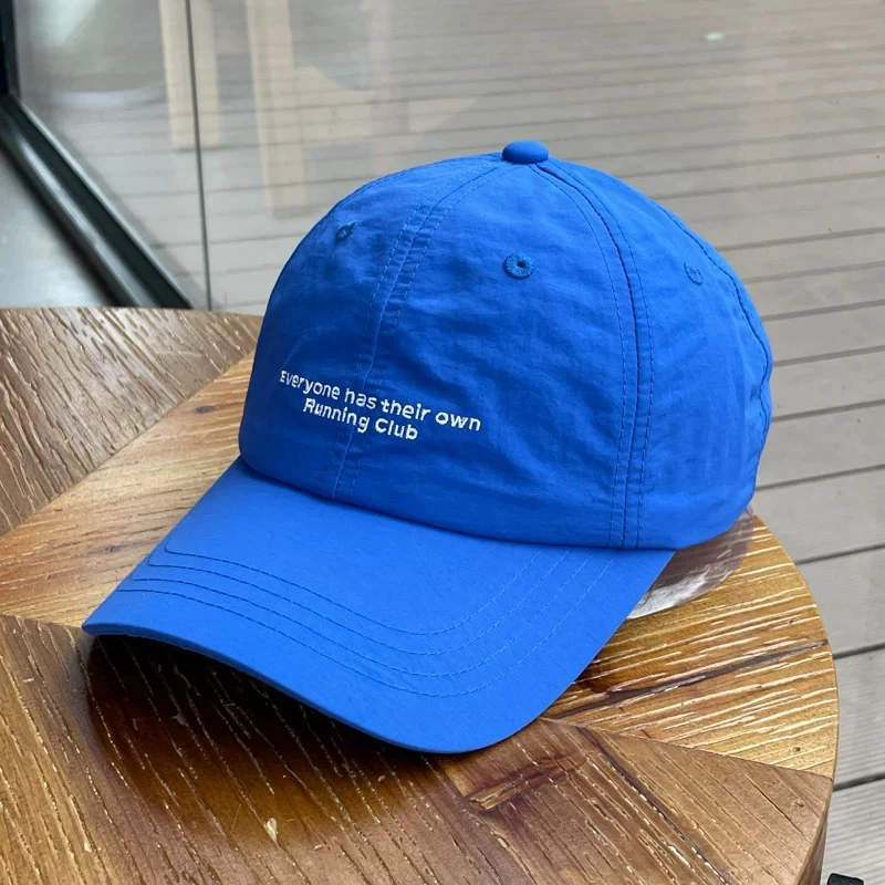 夏季薄款速干鸭舌帽女轻盈透气运动跑步棒球帽男宝蓝色情侣遮阳帽