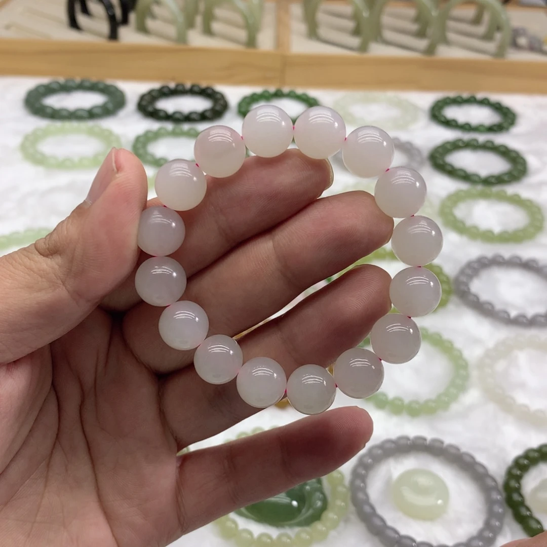 和田玉未镶嵌手串（藕粉11.8）