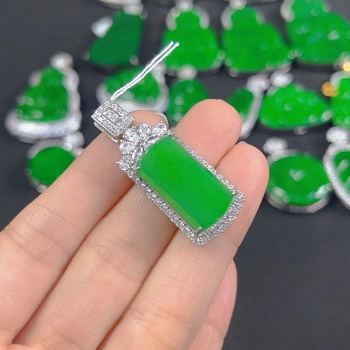 翡翠银S925镶嵌吊坠(不含链)