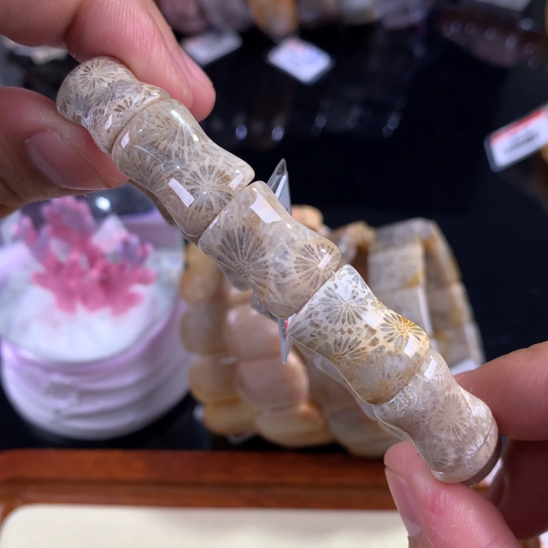 硅化珊瑚（珊瑚玉）未镶嵌吊坠(赠链)52号竹节大花花
