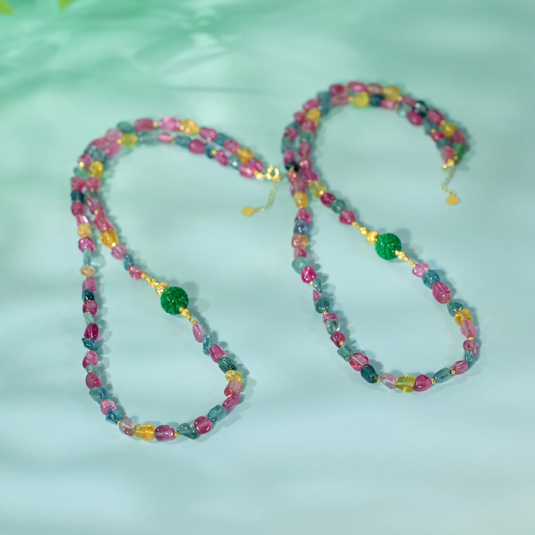 【歪歪】碧玺随形项链*18K金镶嵌（多样性发其一）*XB-J4315