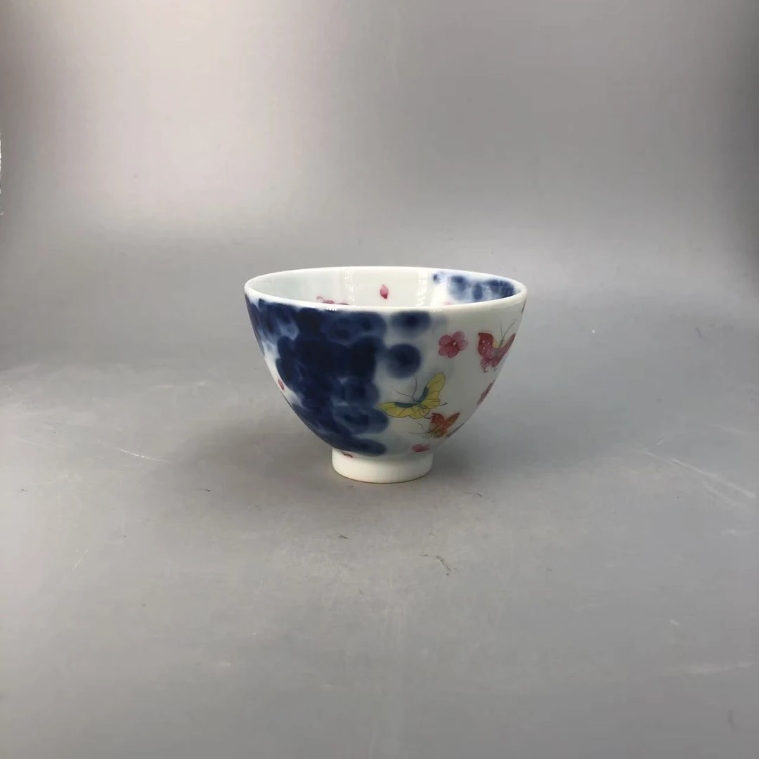 CL-C4144[学茶严选]斗彩蝴蝶鸡心杯