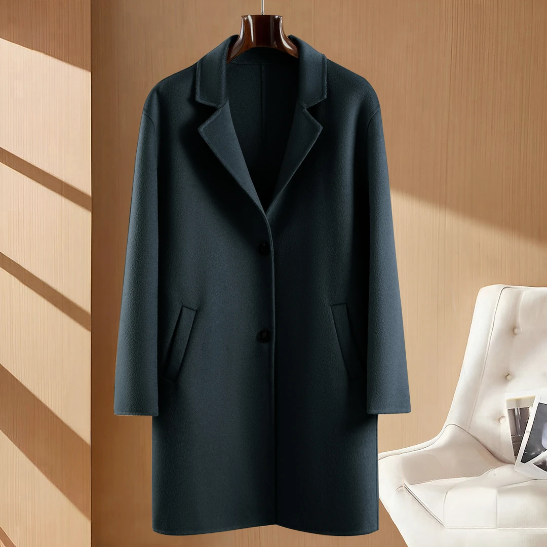 【定制级 修身显瘦 挺拔有型 】 男士双面羊毛大衣中长款100%羊毛