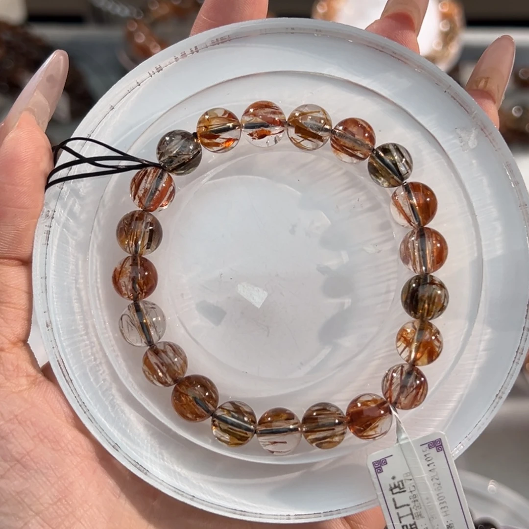 水晶未镶嵌手链黑金超七9