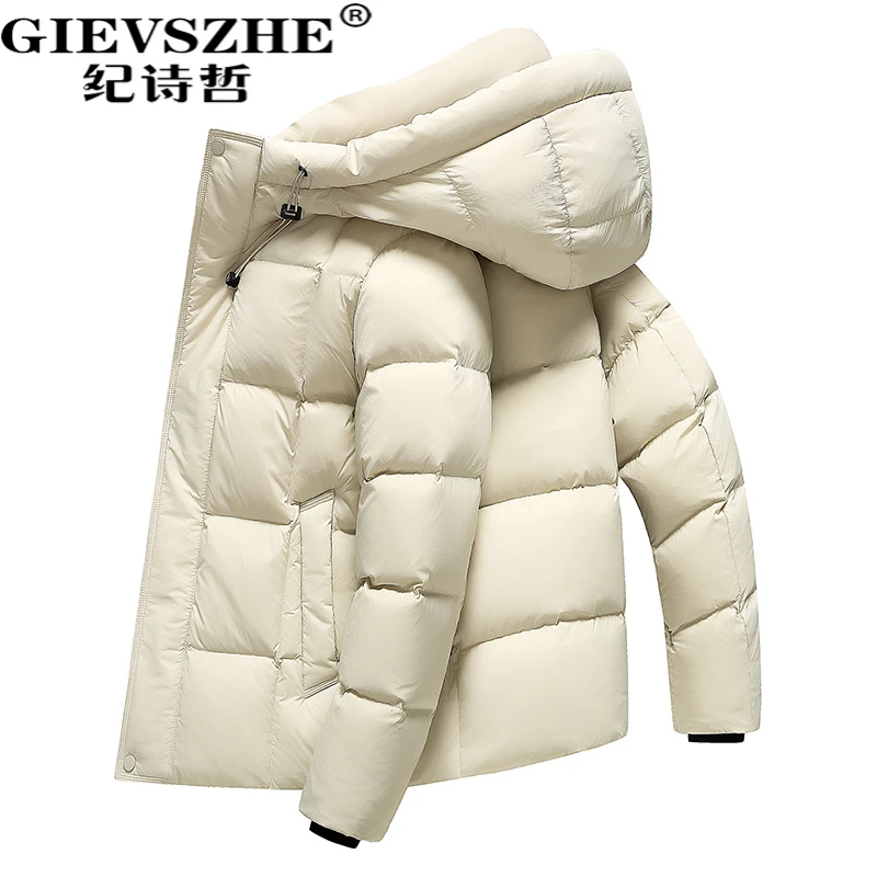 纪诗哲男士连帽短款羽绒服冬季新款加厚保暖2025潮流休闲防风外套