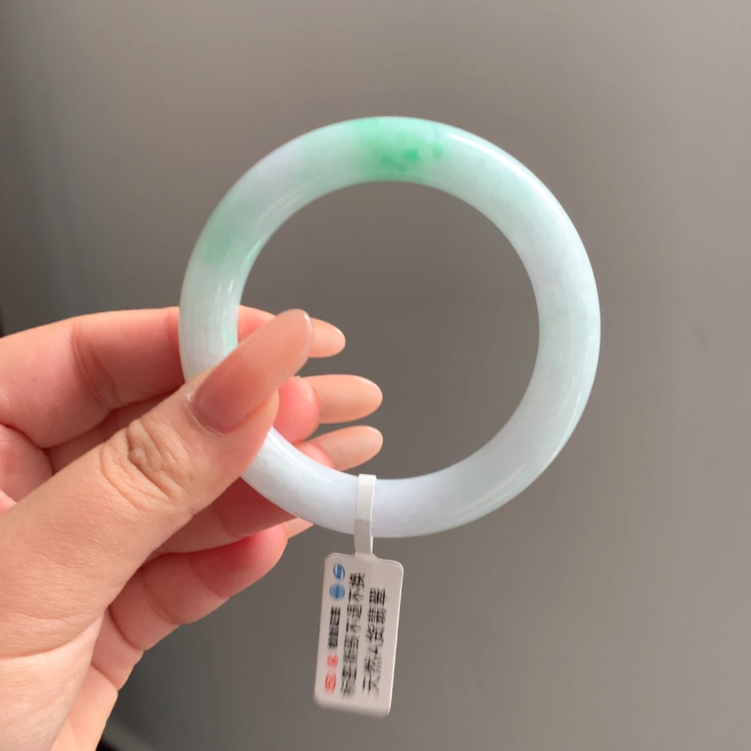 翡翠手镯未镶嵌23 54飘阳绿胖圆
