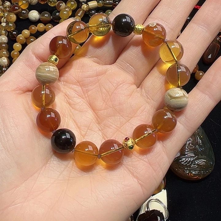 裸石琥珀未镶嵌多宝手串