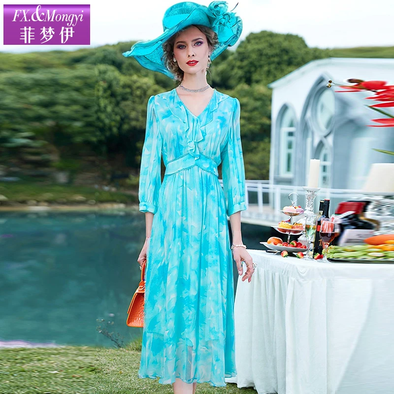 菲梦伊新款100桑蚕丝时尚连衣裙FXXL1081