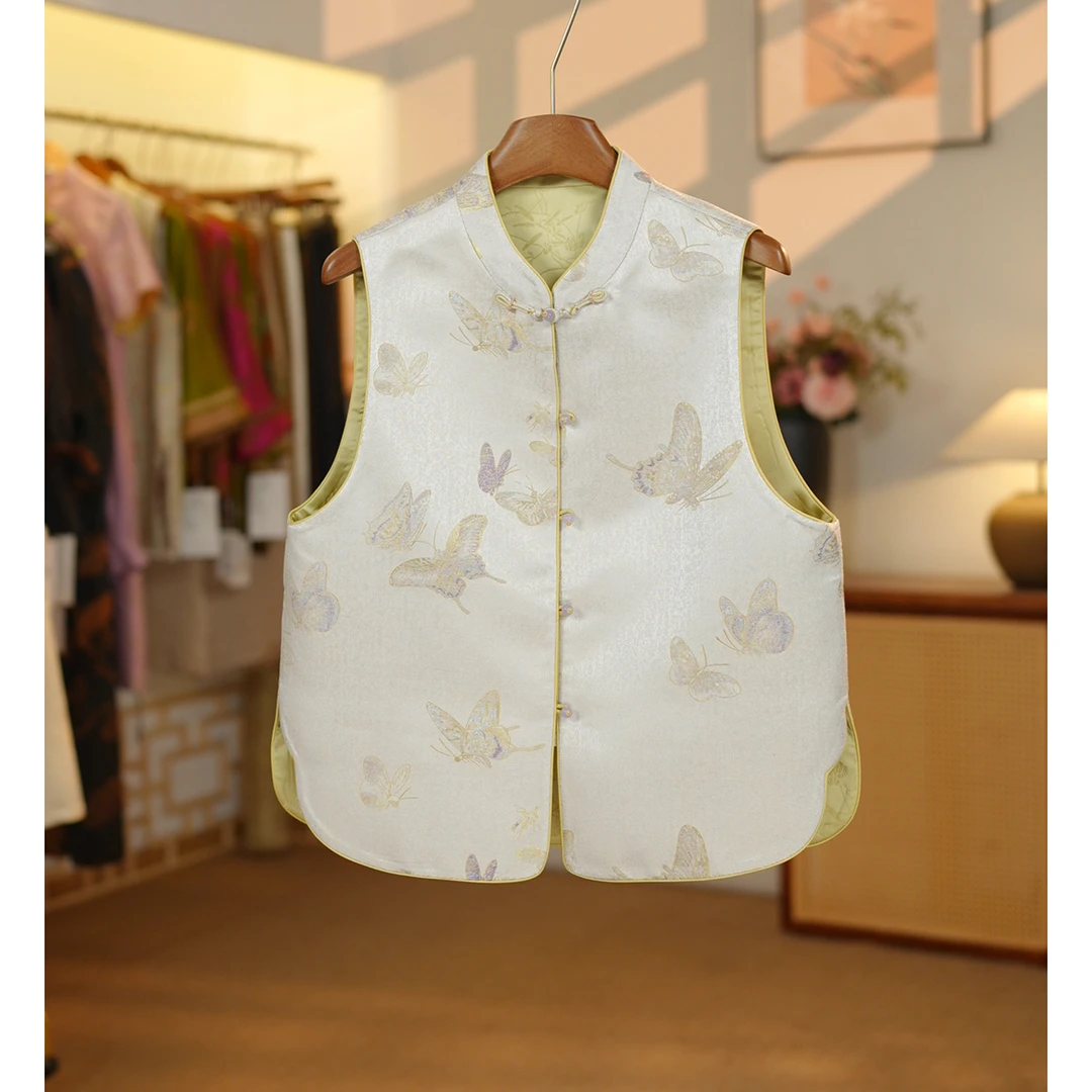 【宋锦.晴春蝶戏】2025秋季新款新中式桑蚕丝马甲F25321