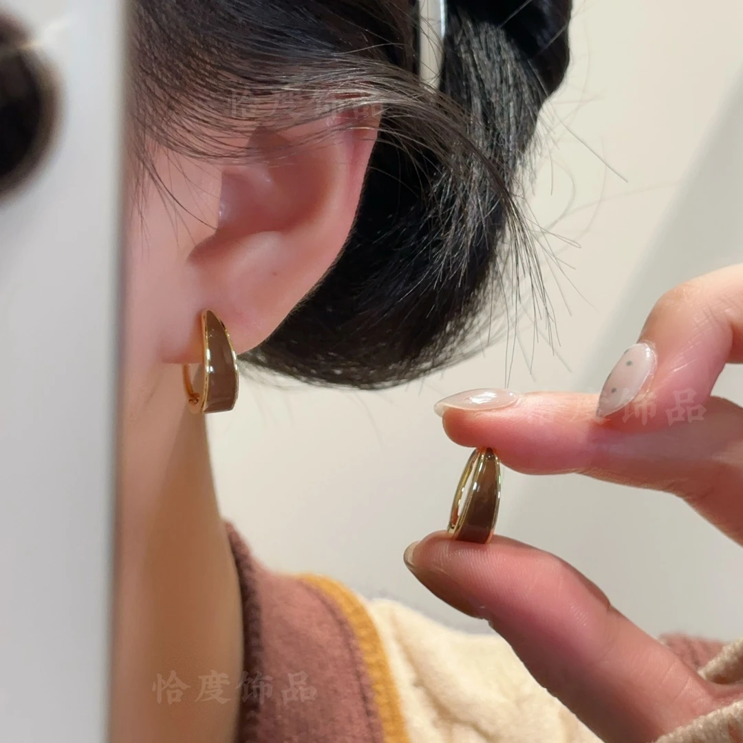 【恰度】秋日新款琥珀流光色滴釉耳扣气质百搭