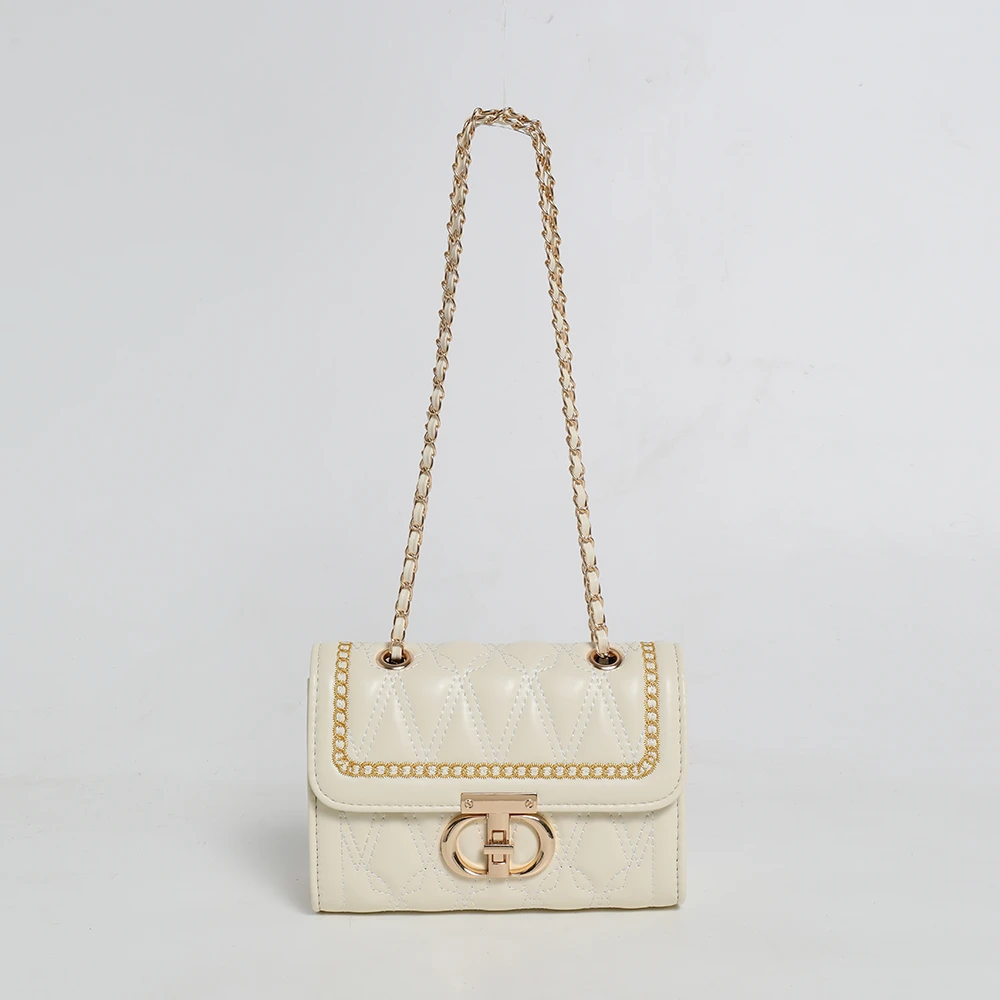 小香风斜挎包菱格绣线链条包新款单肩包时尚潮小方包质感9368