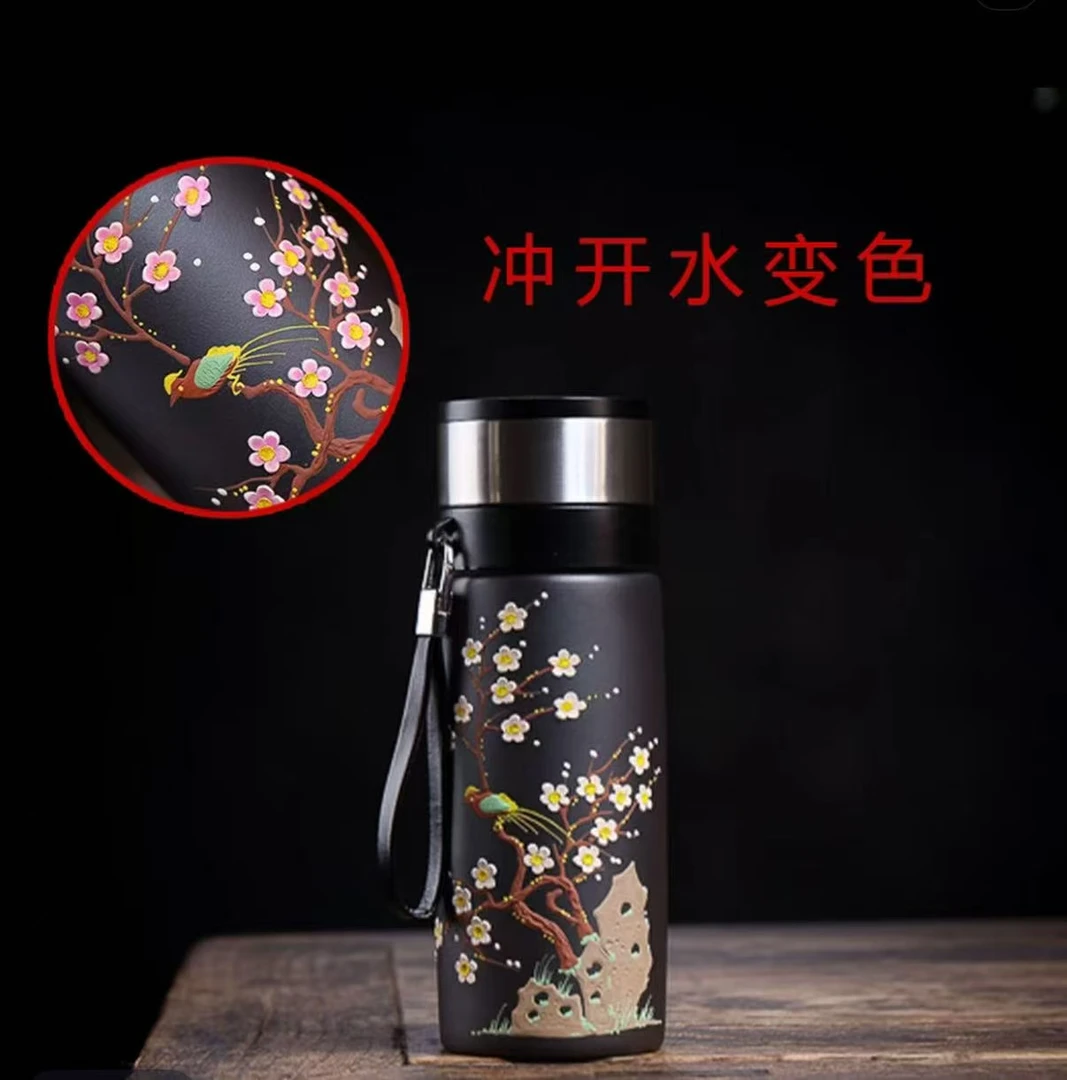 宜兴紫砂喜上眉梢保温杯