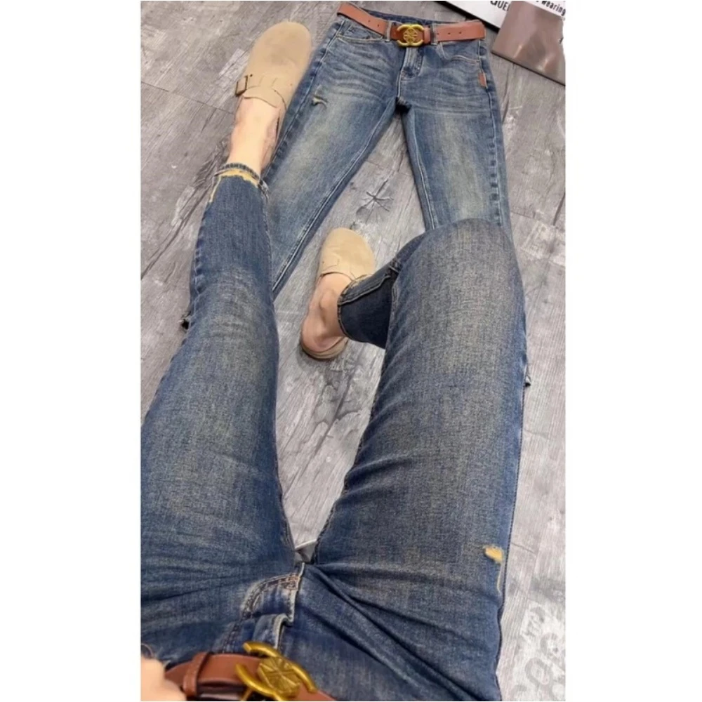 小个子高腰九分小脚牛仔裤女2025年夏季新款大码弹力显瘦铅笔裤