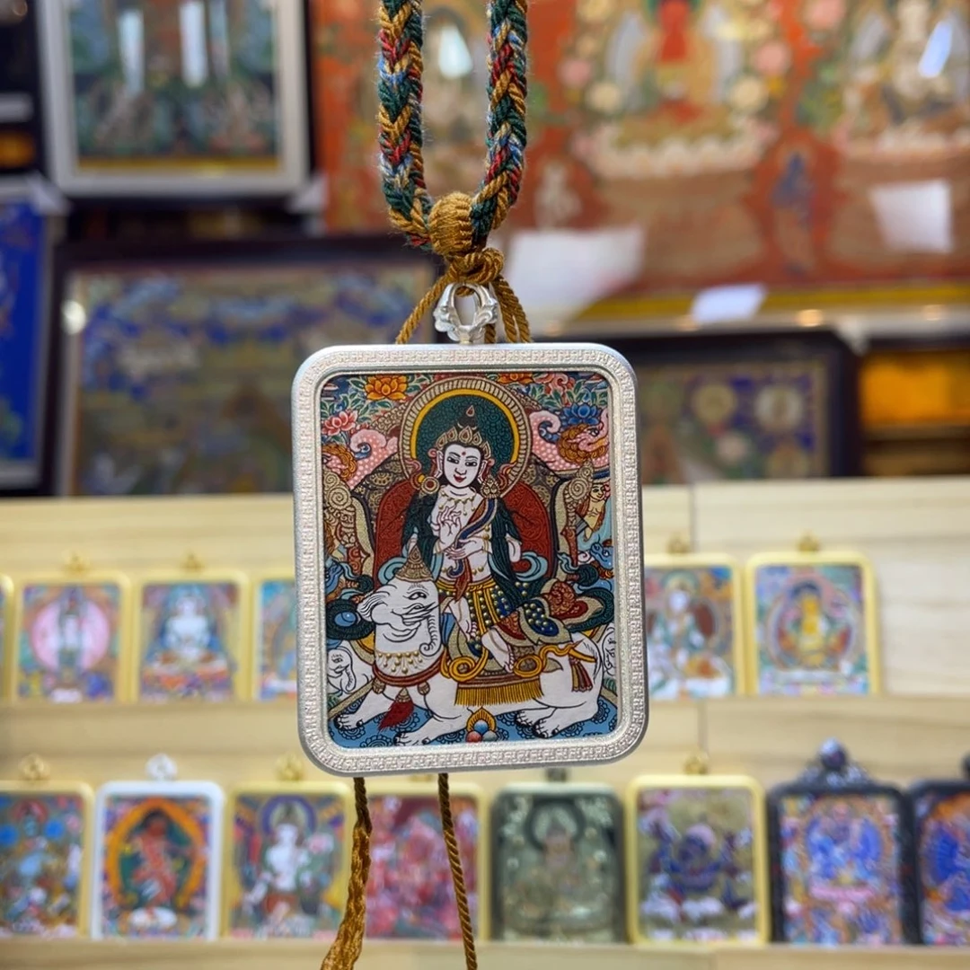 讲***人吊坠热贡纯手绘唐卡普贤