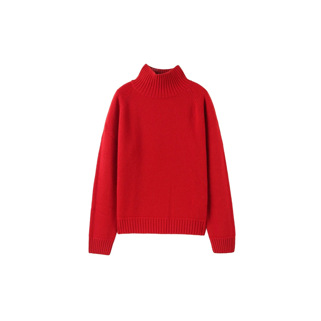 【暖忆针迹】秋冬纯色百搭半高领小蜜蜂针织衫-3006