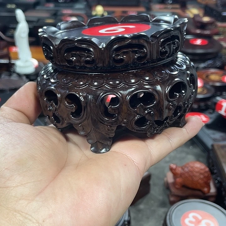 琉璃手工艺品红木底座工艺品