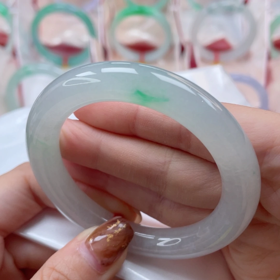 未镶嵌手镯翡翠51.7圆条 老坑老料 冰飘翠20号