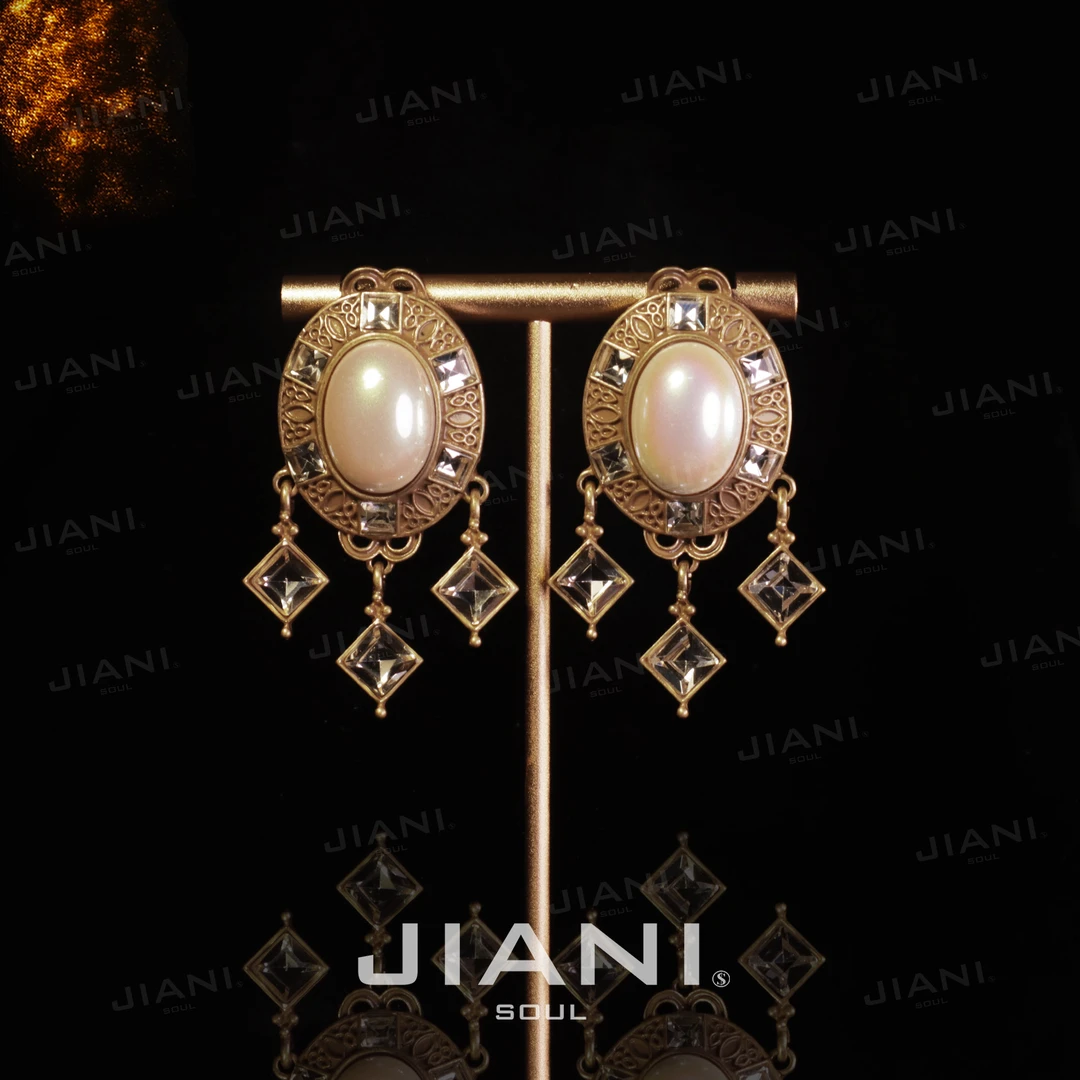 合金耳饰 JIANI【Art Deco的黄金年代灯光下微微摇曳月光珠帘】耳饰