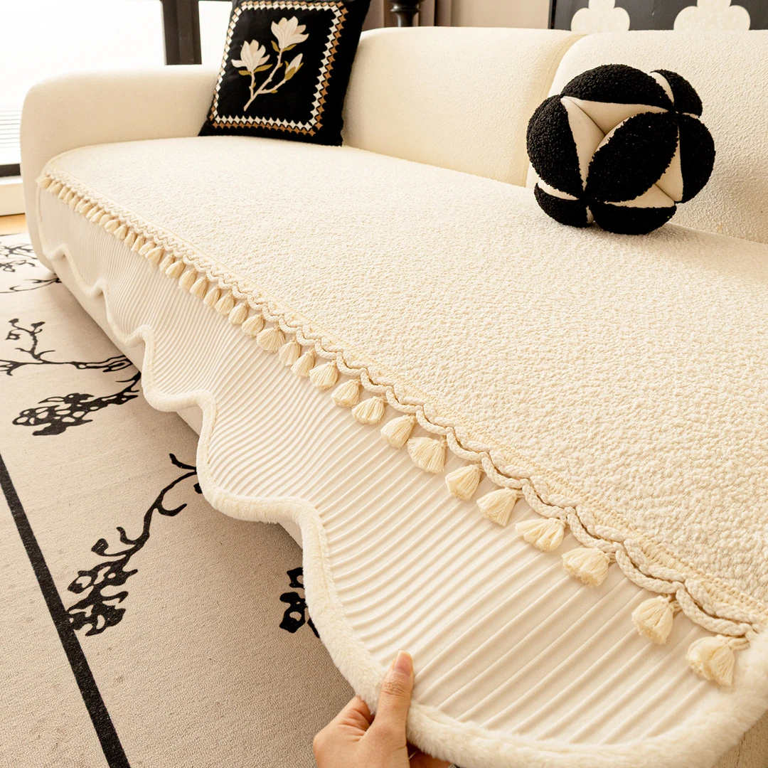 加厚客厅沙发垫秋冬毛绒冬季新款直排沙发一片式防滑四季通用坐垫