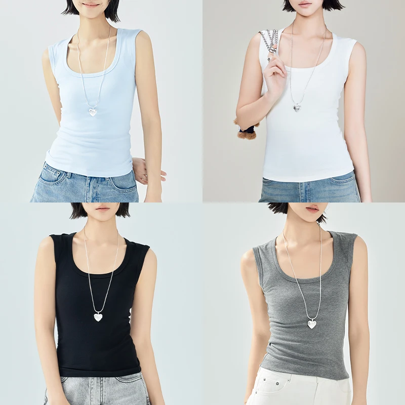 美洋MEIYANG【现货】大U背心 抗菌U领修身显瘦百搭无袖上衣-周二