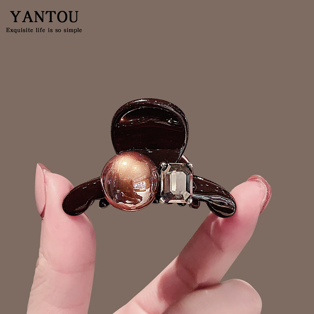 时尚设计感水晶珍珠抓夹小号刘海额前碎发夹子懒人高级感顶夹对夹