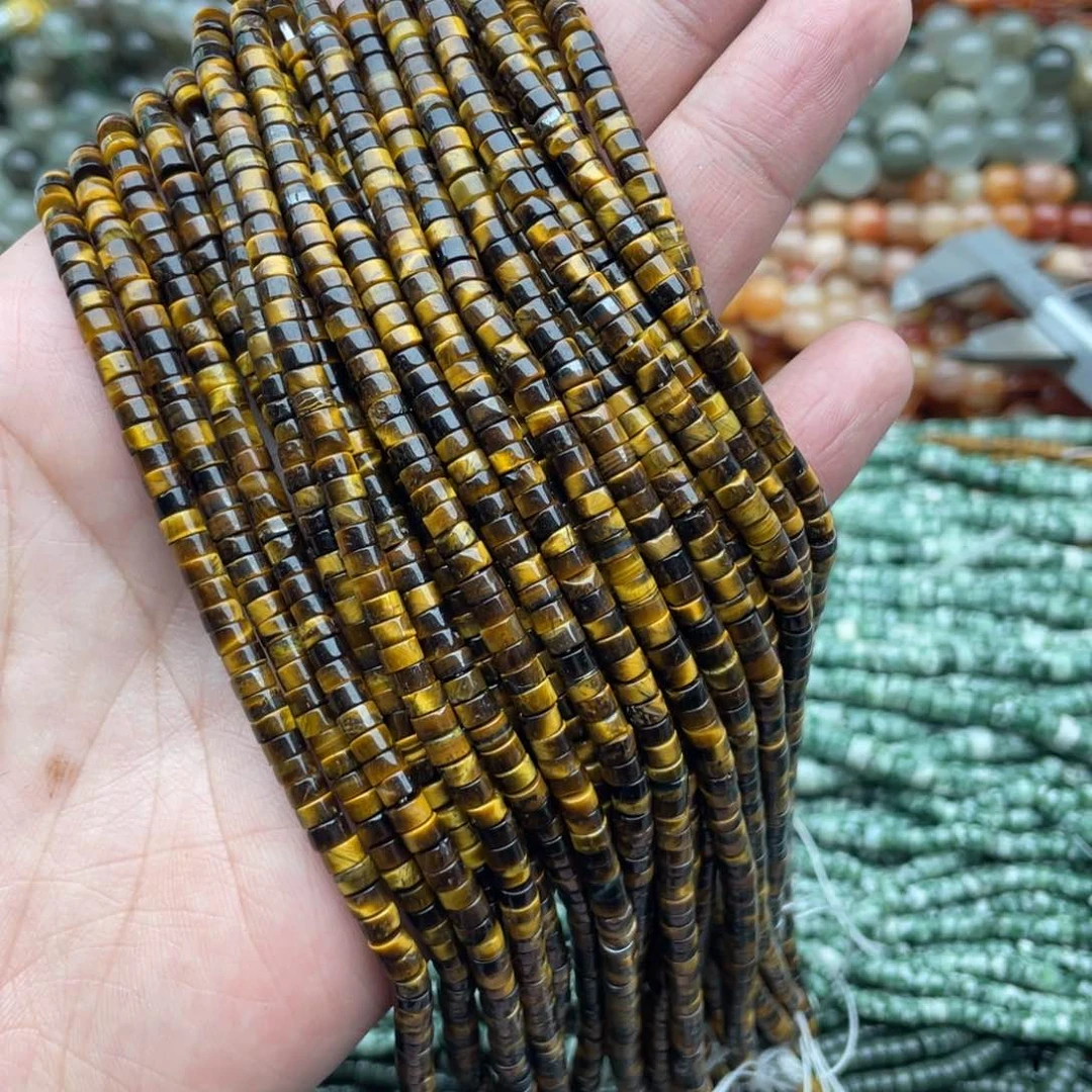 玛瑙/玉髓珠宝半成品未镶嵌一条装4mm虎眼直切隔片