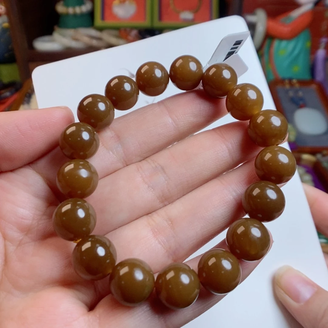 和田玉手链未镶嵌金山红糖