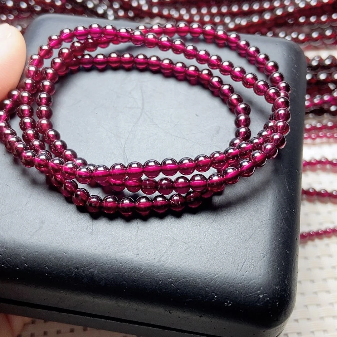 手链未镶嵌石榴石4.3酒红色