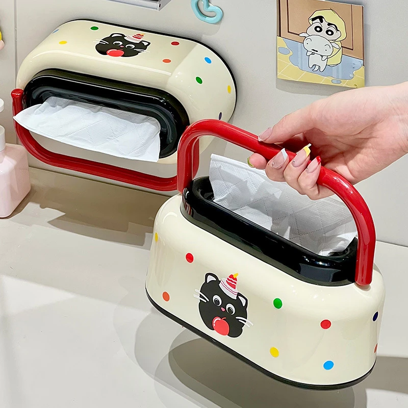 可爱波点壁挂式纸巾盒家用浴室客厅抽纸桌面茶几手提抽纸盒手提