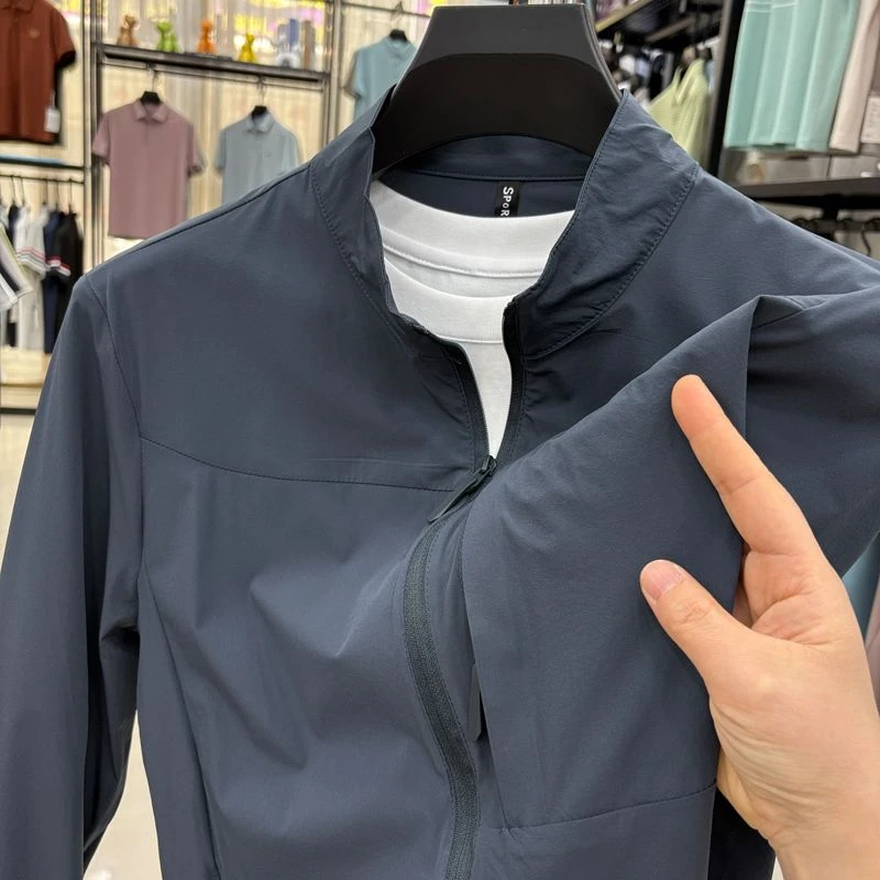 男士夏季新款本色防晒衣轻薄透气速干立领夹克外套防紫外线皮肤衣
