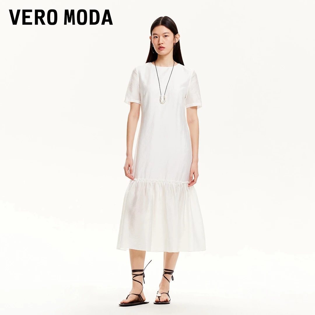 Vero Moda连衣裙春季新款下摆拼接抽褶肌理感千金氧气裙32517B006