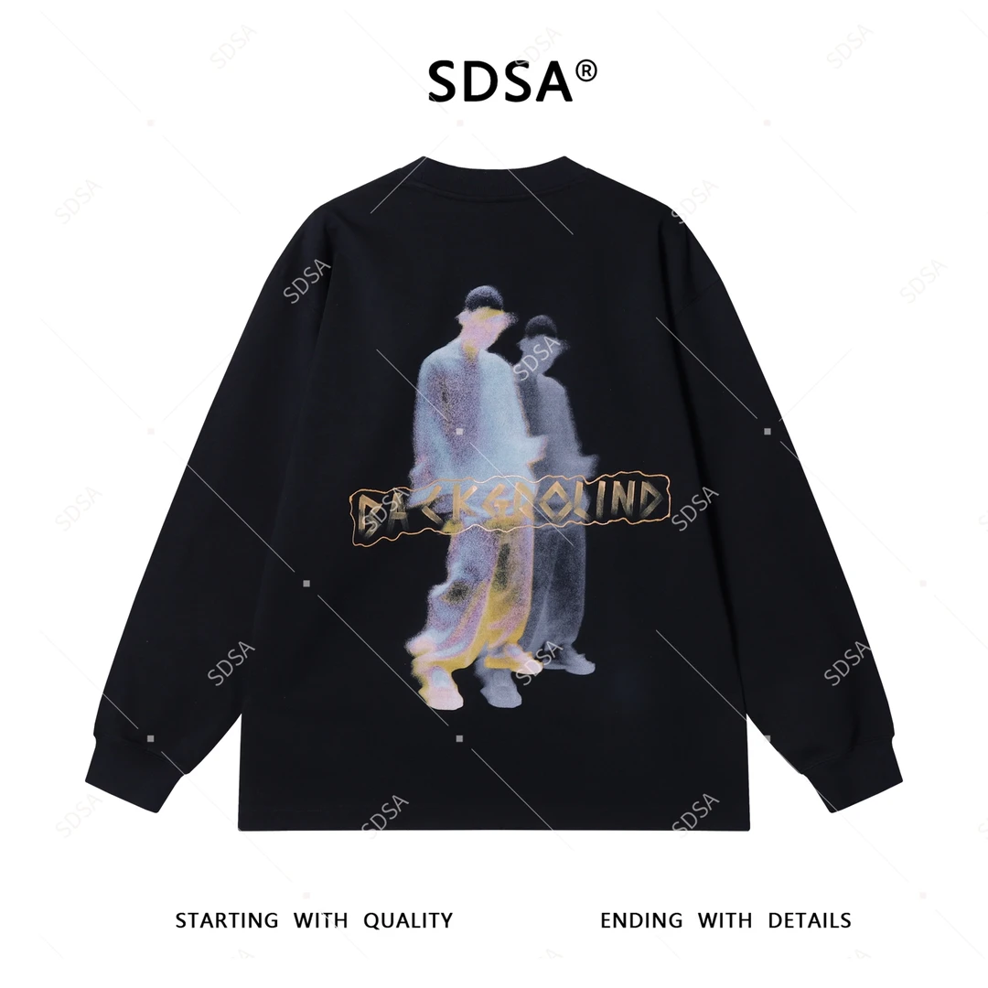 SDSA男士秋冬新款轻奢痞帅男装彩绘人像字母印花圆领卫衣百搭宽松