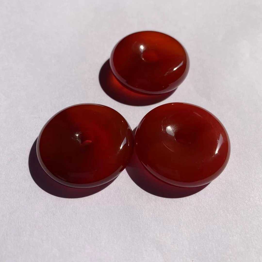 天然红玛瑙吊坠红平安扣玛瑙玉髓精品无暇