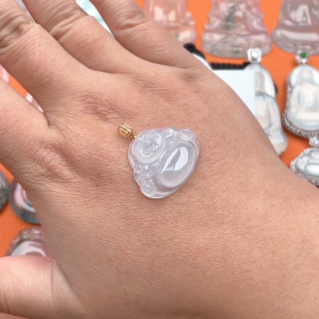 翡翠颈饰18K金镶嵌佛公