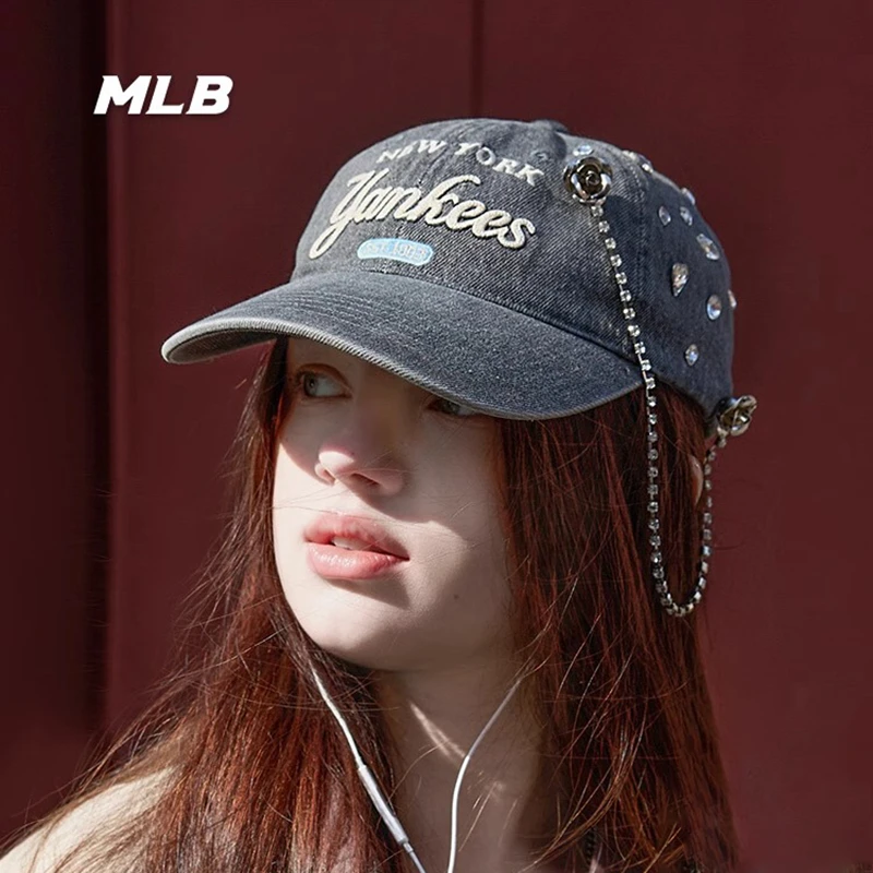 MLB韩国正品25春夏新款男女复古字母刺绣鸭舌运动休闲遮阳棒球帽